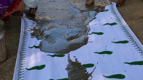 Block Printing for Textile in India. Jaipur Block Printing Traditional Proces Stock Footage