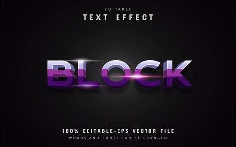 Block purple text effects Stock Illustration