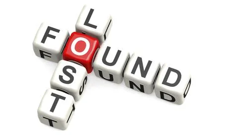 Block puzzle with lost and found word isolated Stock Illustration