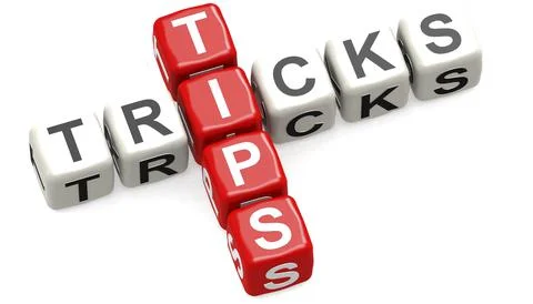 Block puzzle with tips and tricks word isolated Stock Illustration