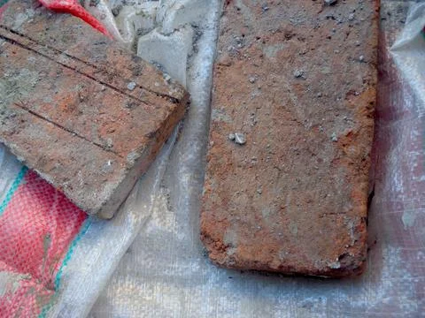 Block Red bricks used for building or house walls Stock Photos