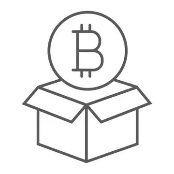 Block reward thin line icon, bitcoin and money Illustrazione stock