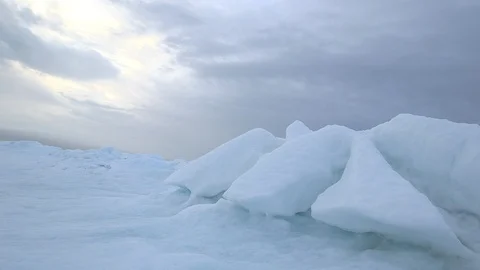 Block of snow on the ice floe at the North Pole Stock Footage 104925174