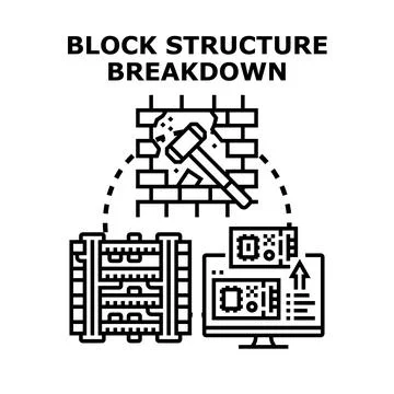 Block structure breakdown process and data analysis concept Ilustración de archivo