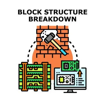 Block structure breakdown process and data analysis concept Stock Illustration