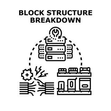 Block structure breakdown process and data analysis Stock Illustration