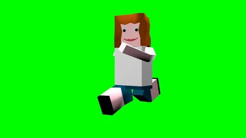 Block styled character running on green screen. Stock Footage 96752371