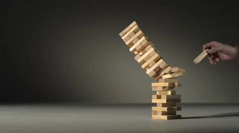 Block tower collapsing, Slow Motion Stock-Footage 42550225