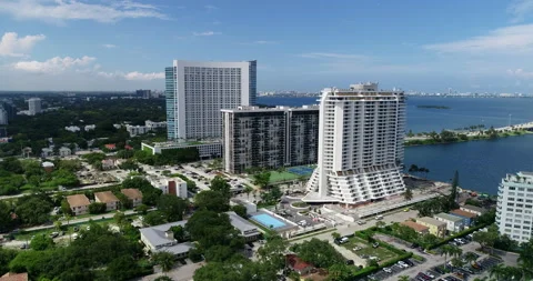 Block towers by the Bridge over Biscayne Bay Stock Footage 197091122