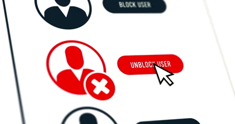 Block user icon animation, click on button ban user Stock Footage 320186065