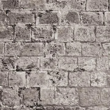 Block Wall Ceiling Floor Rustic Monotone Texture. Ancient Stonework Building 写真素材