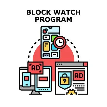 Block watch program stopping online advertising Stock Illustration