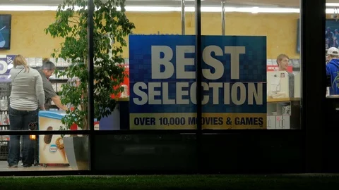 Blockbuster Video Store Patrons Stock Footage