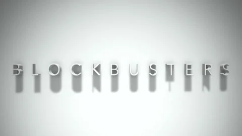Blockbusters 3D title animation white text on a white background Stock Footage 299757592