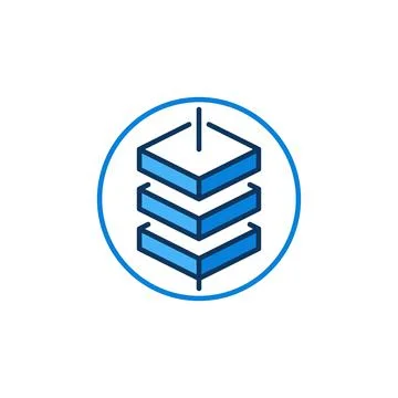 Blockchain with 3 blocks vector blue icon in circle - Block Chain round symbol イラスト素材
