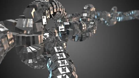 Blockchain 3d render graphic bitcoin altcoin mining decentralized currency Illustrazione stock