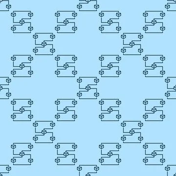 Blockchain with 5 Blocks vector thin line seamless pattern or background Stockillustratie