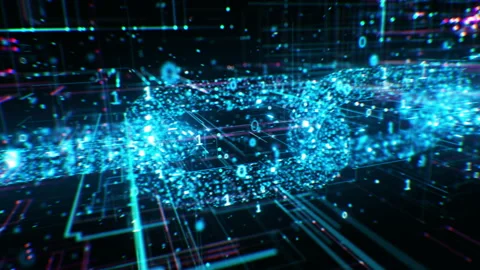Blockchain Abstract Structure Illustration. Block Chain Cryptocurrency Stock Footage 170562077