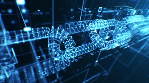 Blockchain Abstract Structure Illustration Blue Color. Beautiful Transaction 動画素材 170783456
