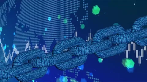 Blockchain Abstract Structure Illustration Blue Color. Beautiful Transaction Stock Footage 302108605