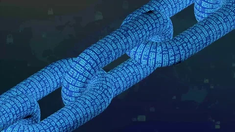 Blockchain Abstract Structure Illustration Blue Color. Beautiful Transaction Video stock 302457899