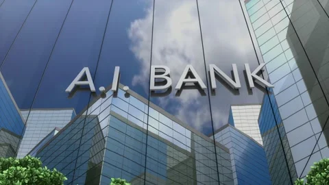 Blockchain AI bank building cloud timelapse animation. Stock Footage 219854623