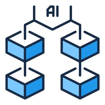 Blockchain with AI Technology vector Artificial Intelligence Block Chain co.. 스톡 일러스트
