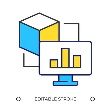 Blockchain analyzing line color icon Stock Illustration