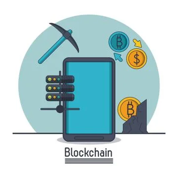 Blockchain and bitcoin 스톡 일러스트