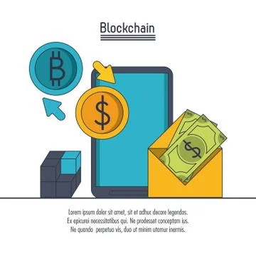 Blockchain and bitcoin Illustrazione stock