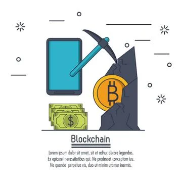 Blockchain and bitcoin 스톡 일러스트