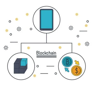Blockchain and bitcoin 스톡 일러스트