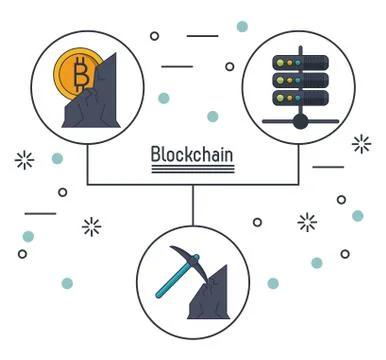Blockchain and bitcoin 스톡 일러스트
