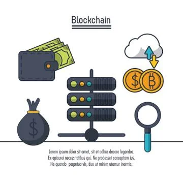 Blockchain and bitcoin Illustrazione stock