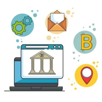 Blockchain and bitcoin technology concept Stockillustratie
