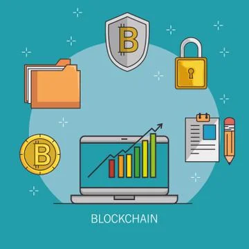 Blockchain and bitcoin technology concept 스톡 일러스트