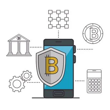 Blockchain and bitcoin technology concept Stock Illustration