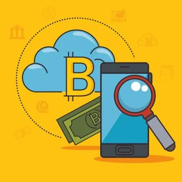 Blockchain and bitcoin technology concept Stock Illustration