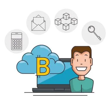 Blockchain and bitcoin technology concept 스톡 일러스트