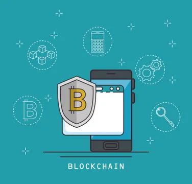 Blockchain and bitcoin technology concept 스톡 일러스트