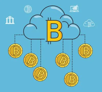 Blockchain and bitcoin technology concept 스톡 일러스트