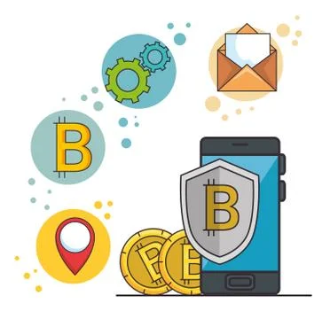 Blockchain and bitcoin technology concept Illustrazione stock