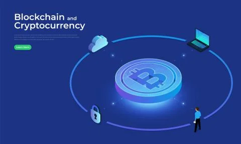 Blockchain and cryptocurrency concept Stock Illustration