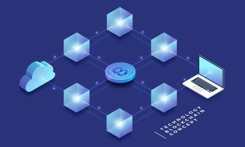 Blockchain and cryptocurrency concept Stock Illustration