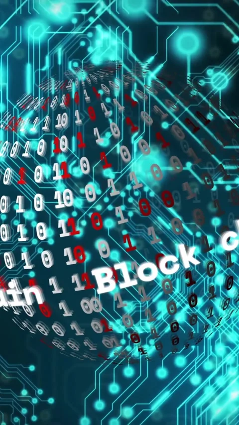 Blockchain and data processing animation over digital circuit board background Stock Footage 342015666