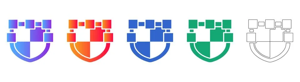 Blockchain and Decentralized Network Icon Set 스톡 일러스트