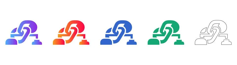 Blockchain and Digital Link Network Icons Stock Illustration