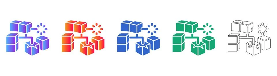 Blockchain and Distributed Ledger Technology Icons Stock Illustration