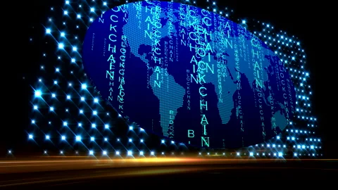 Blockchain. Animated billboard. Light animation Stock Footage 301753102