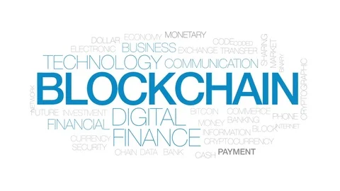 Blockchain animated word cloud, text design animation. Kinetic typography. Stock Footage 80606345